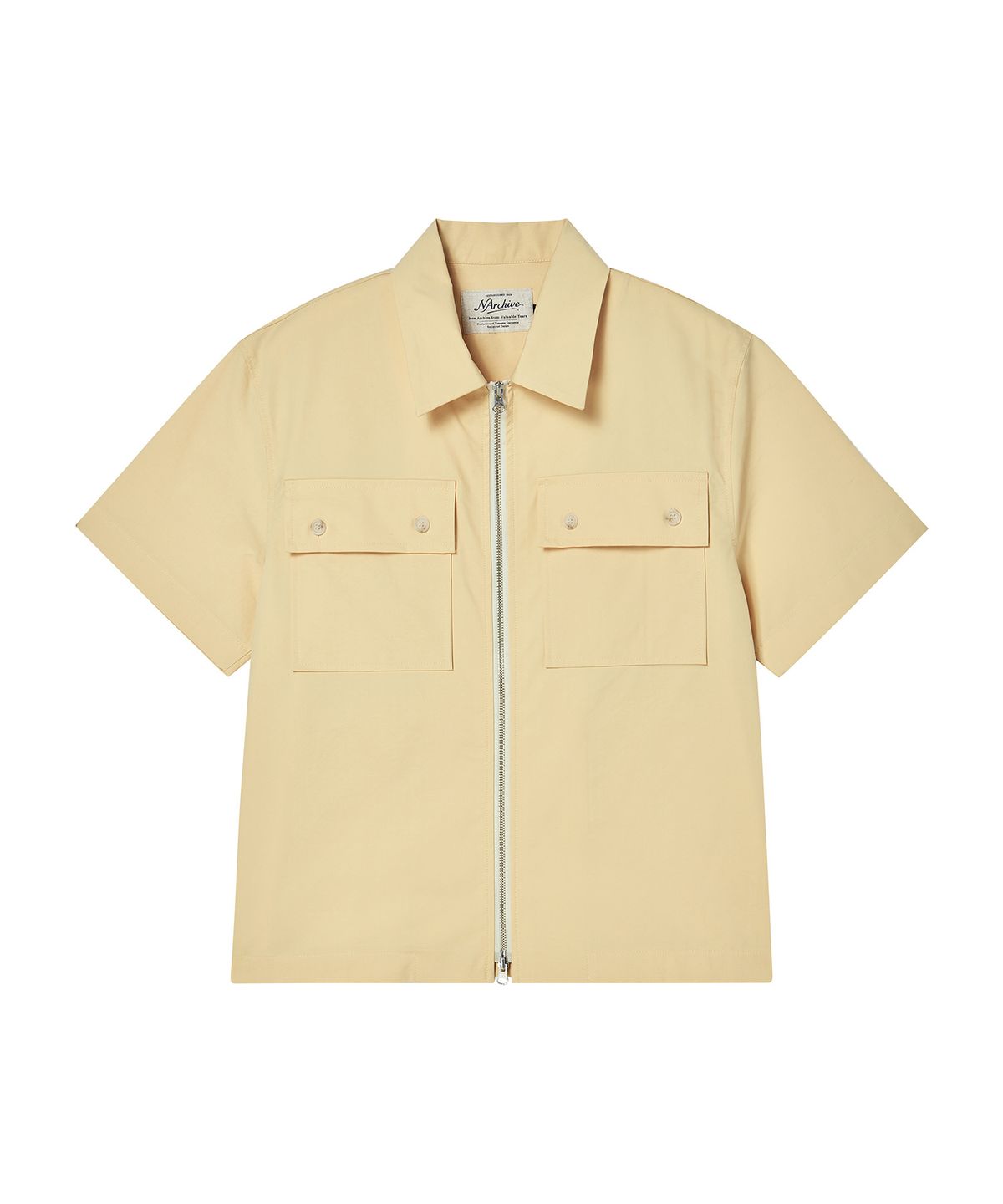 비욘드클로젯(BEYOND CLOSET) [COLLECTION LINE] 럭스 가먼츠 페브릭 포켓 집업 셔츠 버터