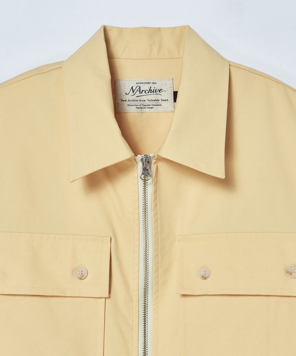 비욘드클로젯(BEYOND CLOSET) [COLLECTION LINE] 럭스 가먼츠 페브릭 포켓 집업 셔츠 버터