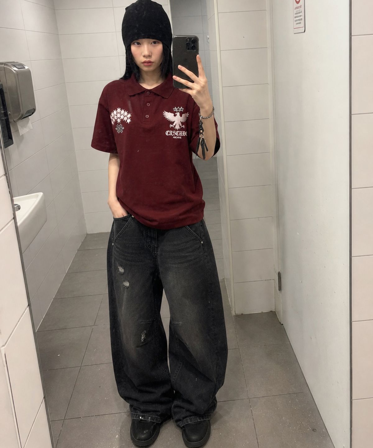 아이돈워너셀(IDWS) Star Ridge Polo Shirt Burgundy