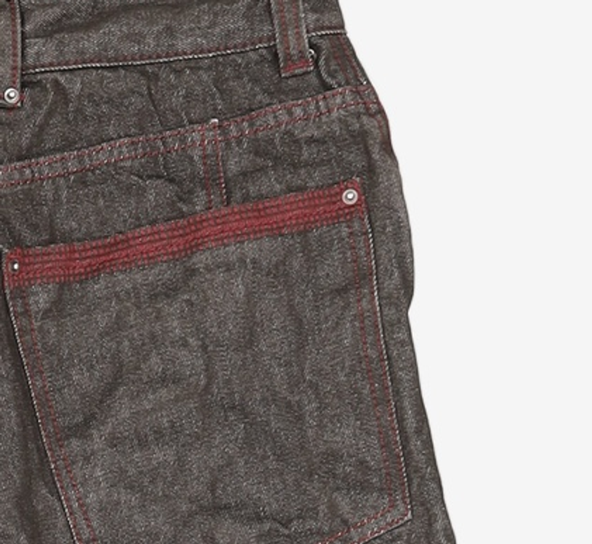 메종미네드(MAISON MINED) OBLIQUE PATCH DENIM PANTS BURGUNDY 48