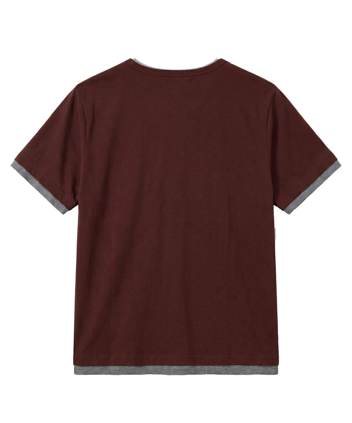 아이돈워너셀(IDWS) Layered Henley Neck T-Shirt Burgundy