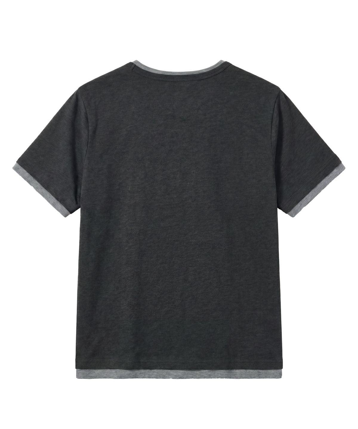 아이돈워너셀(IDWS) Layered Henley Neck T-Shirt Charcoal