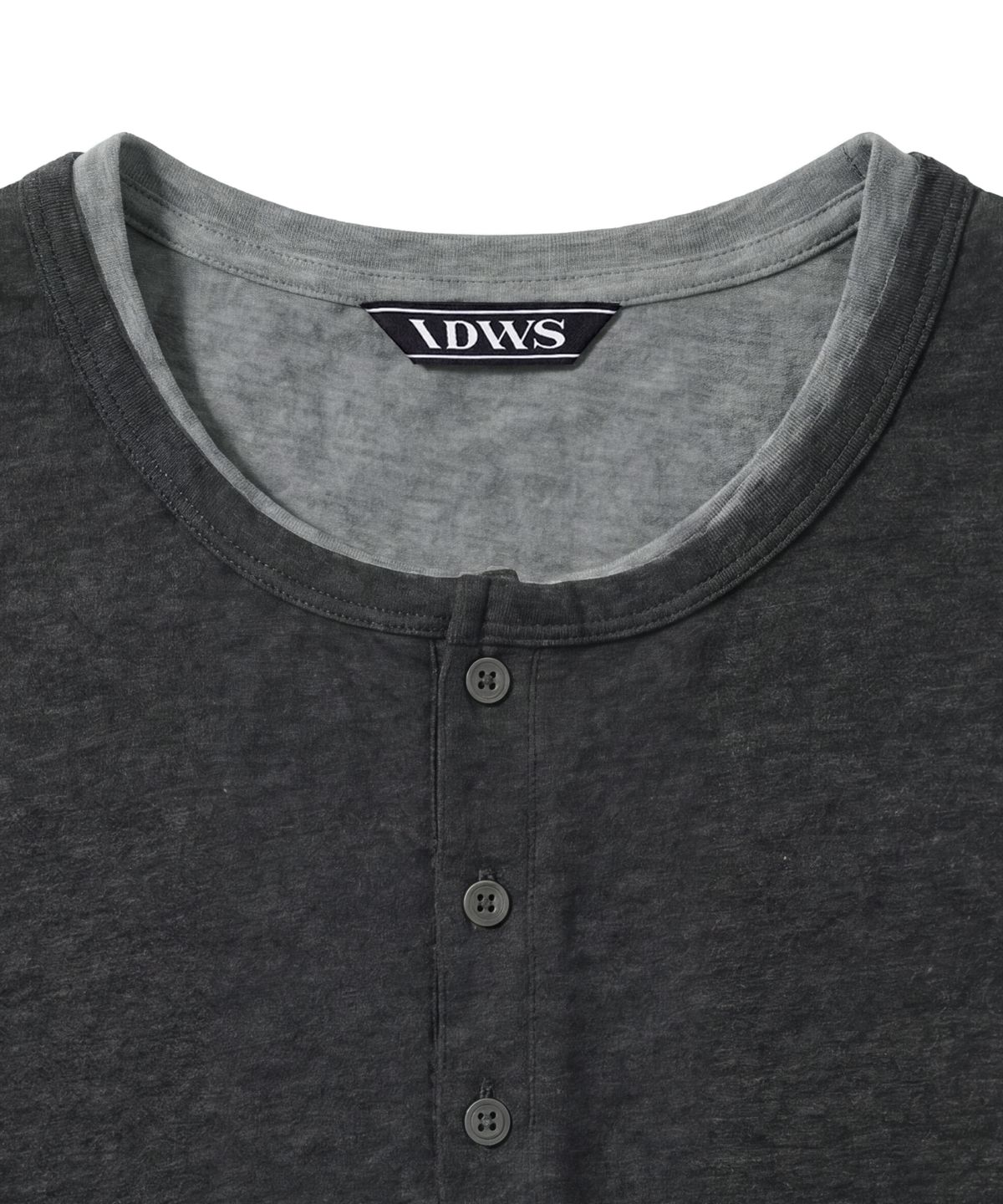 아이돈워너셀(IDWS) Layered Henley Neck T-Shirt Charcoal