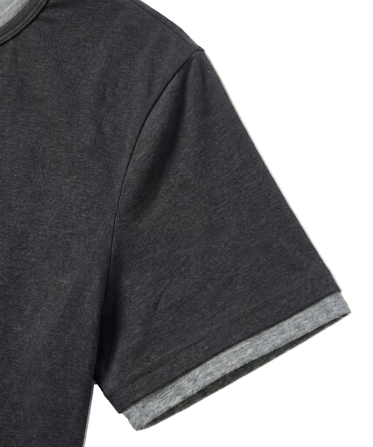 아이돈워너셀(IDWS) Layered Henley Neck T-Shirt Charcoal