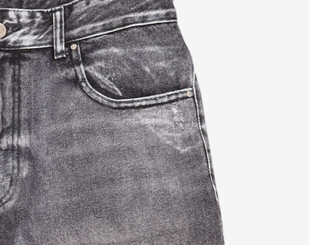 메종미네드(MAISON MINED) ISLAND SQUARE PATCH DENIM PANTS BLACK 50