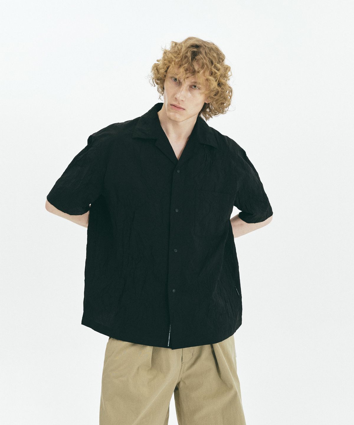 밀라코드(MILACODE) Wild Crease Open Shirts - BLACK