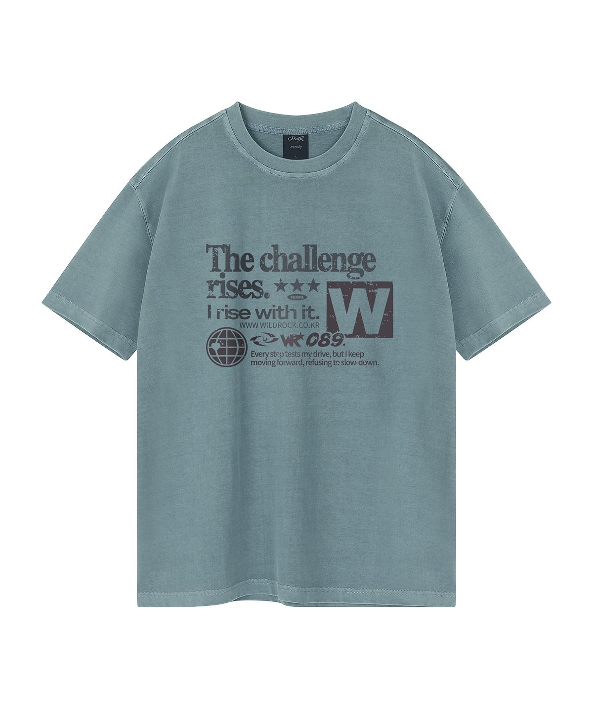 와일드락(WILDROCK) Challenge 피그먼트 오버핏 반팔 티셔츠 (크롭 포함)