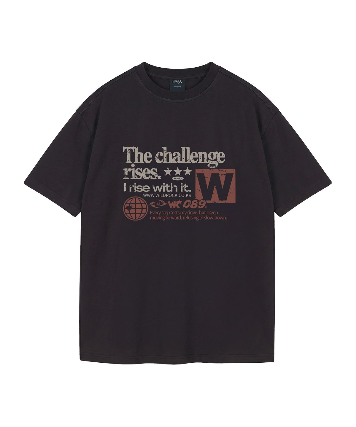 와일드락(WILDROCK) Challenge 피그먼트 오버핏 반팔 티셔츠 (크롭 포함)