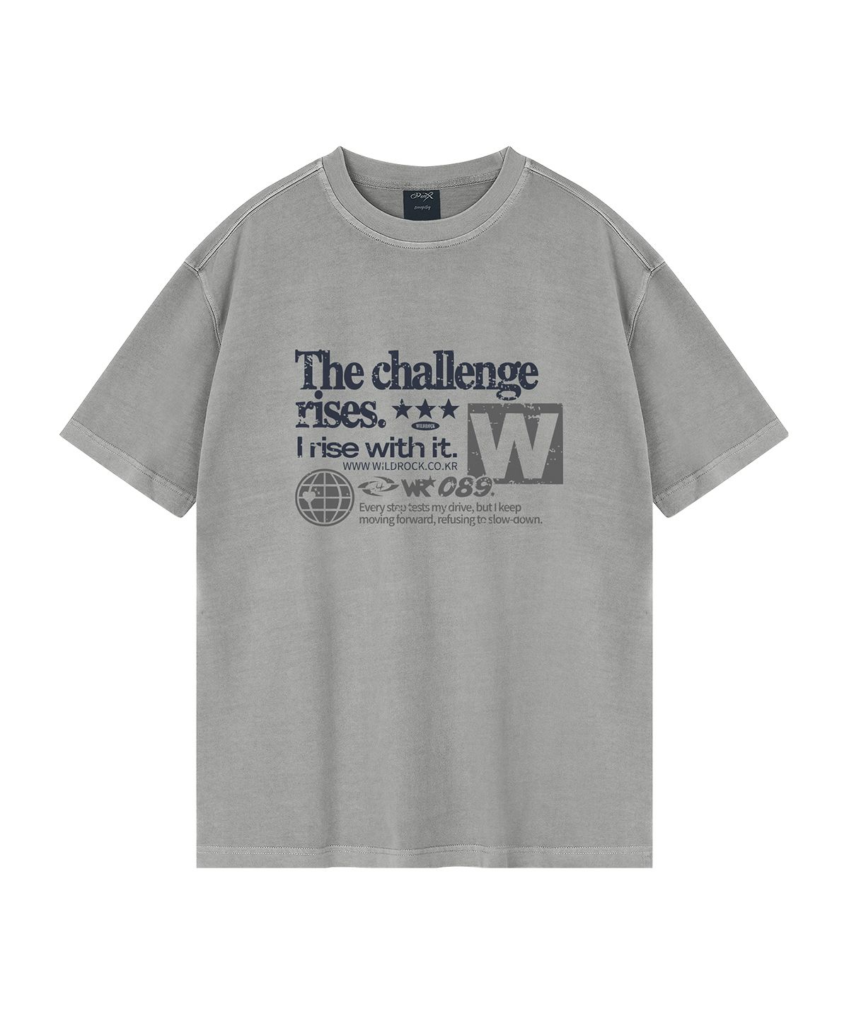 와일드락(WILDROCK) Challenge 피그먼트 오버핏 반팔 티셔츠 (크롭 포함)