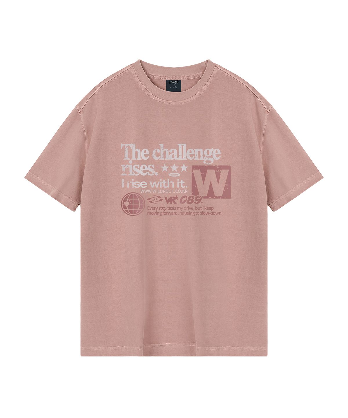 와일드락(WILDROCK) Challenge 피그먼트 오버핏 반팔 티셔츠 (크롭 포함)