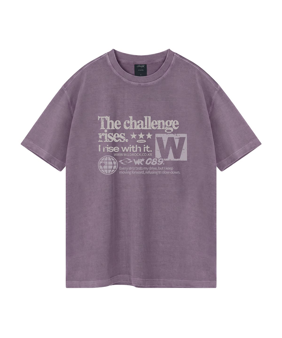와일드락(WILDROCK) Challenge 피그먼트 오버핏 반팔 티셔츠 (크롭 포함)