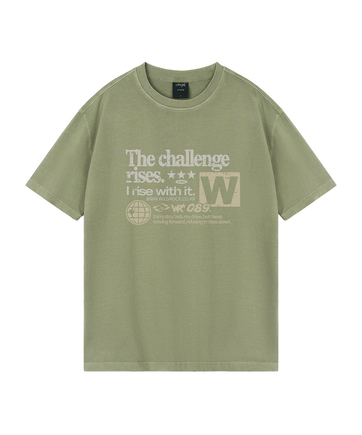 와일드락(WILDROCK) Challenge 피그먼트 오버핏 반팔 티셔츠 (크롭 포함)