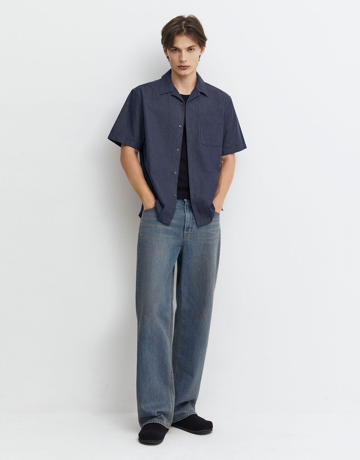 지오다노(GIORDANO) 데님라이크 반팔 셔츠 046512 [1color]