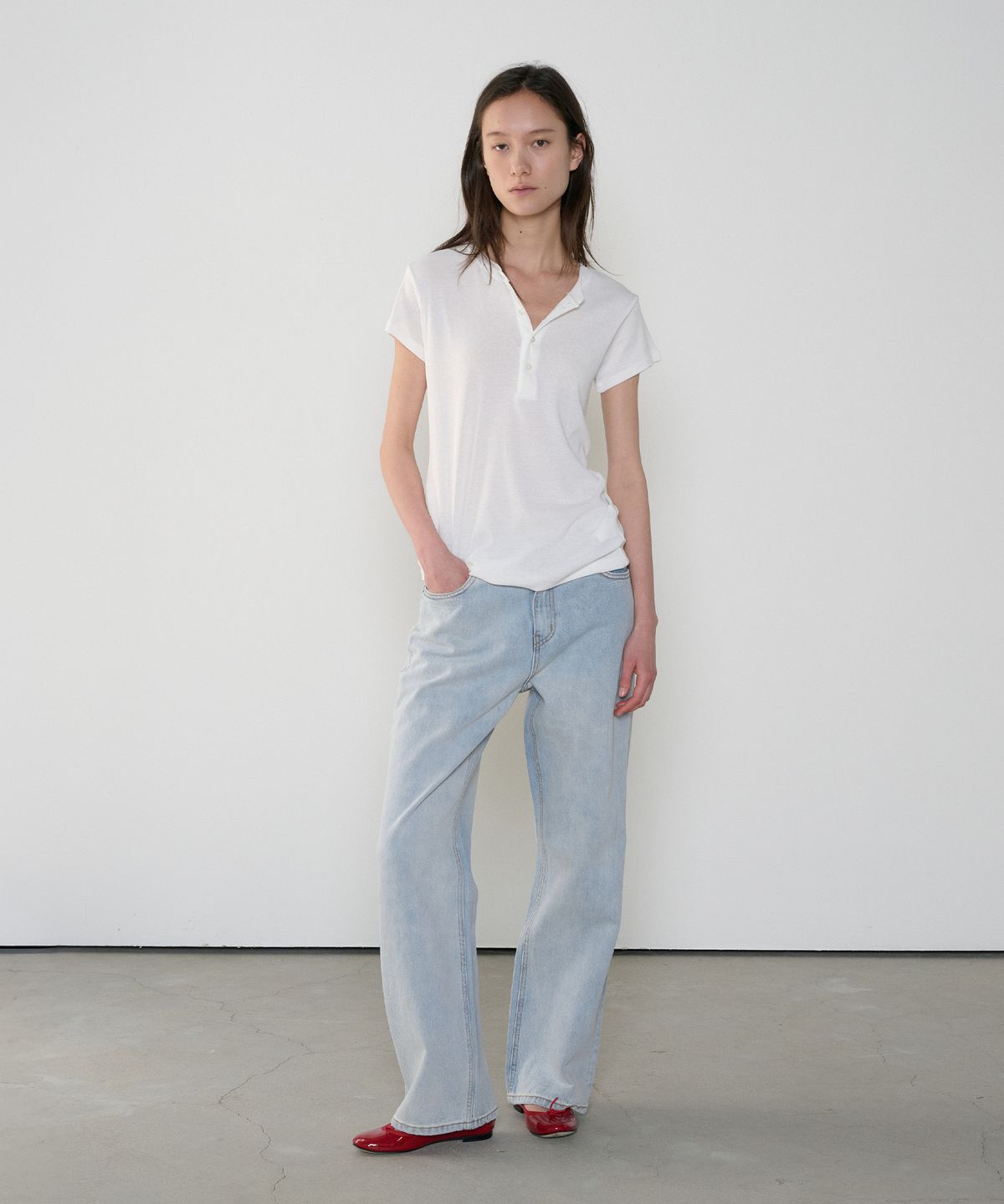 정감 스튜디오(JEONGGAM STUDIOS) Henley Neck Short Sleeve Tee_5 Color