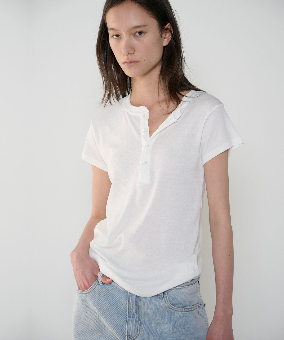 정감 스튜디오(JEONGGAM STUDIOS) Henley Neck Short Sleeve Tee_5 Color