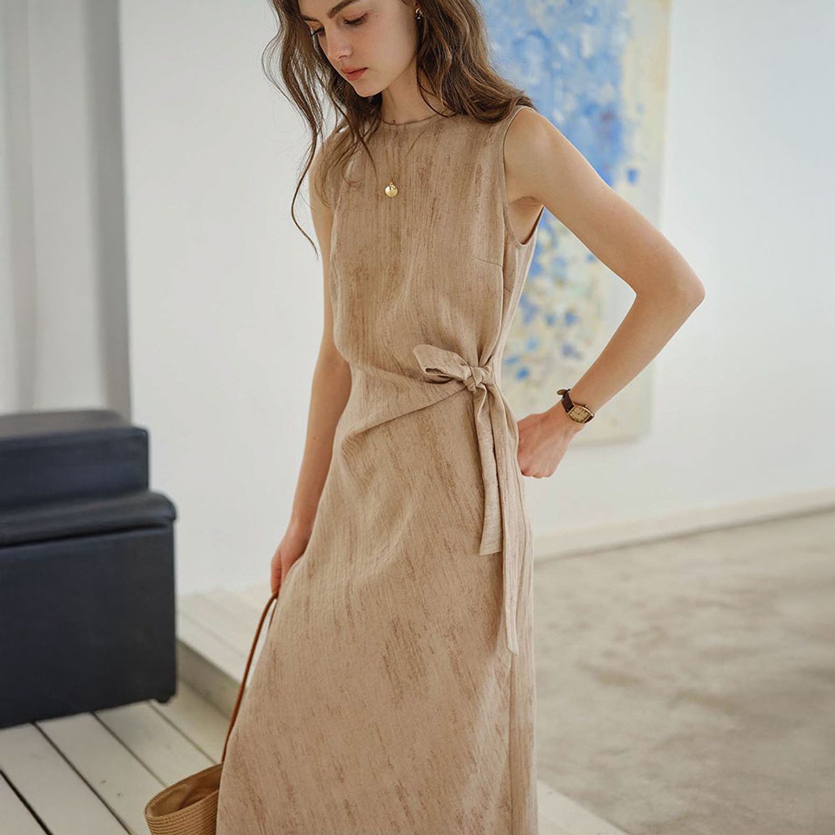 심플레트로(SIMPLE RETRO) SR_Strap-on waist dress