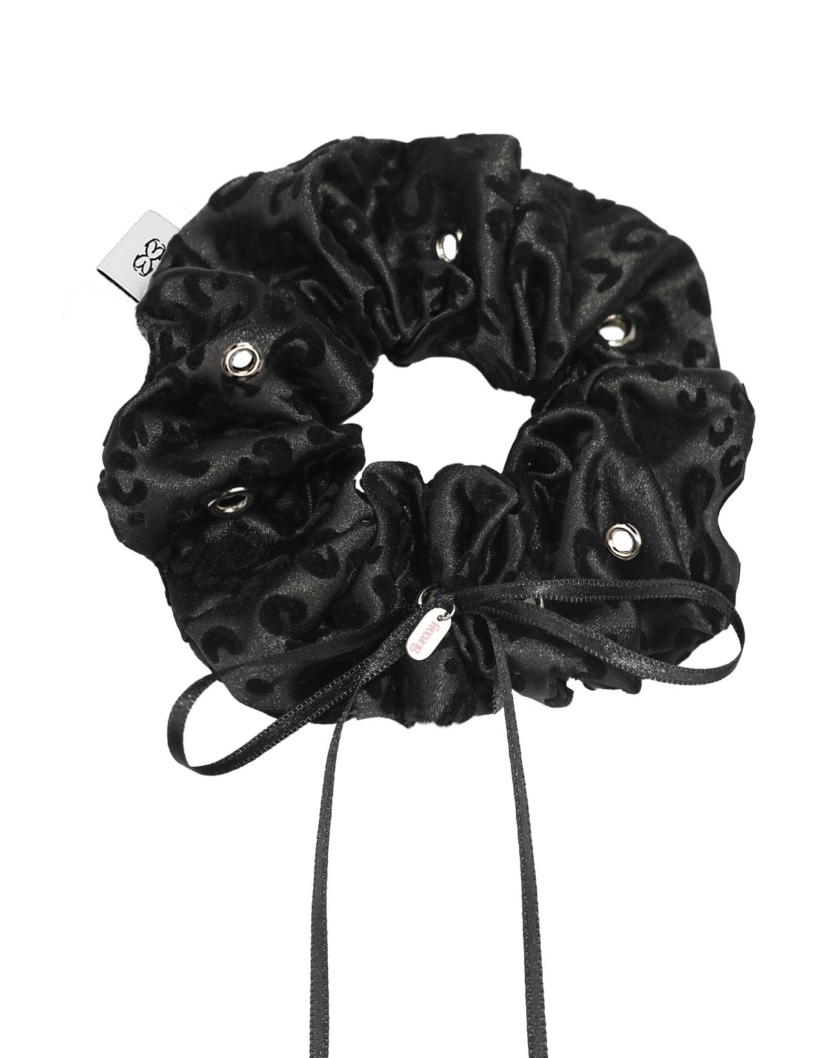 프리앙(FREEANG) Leopard Eyelet  Ribbon Scrunchie  레오파드 아일렛 리본 스크런치