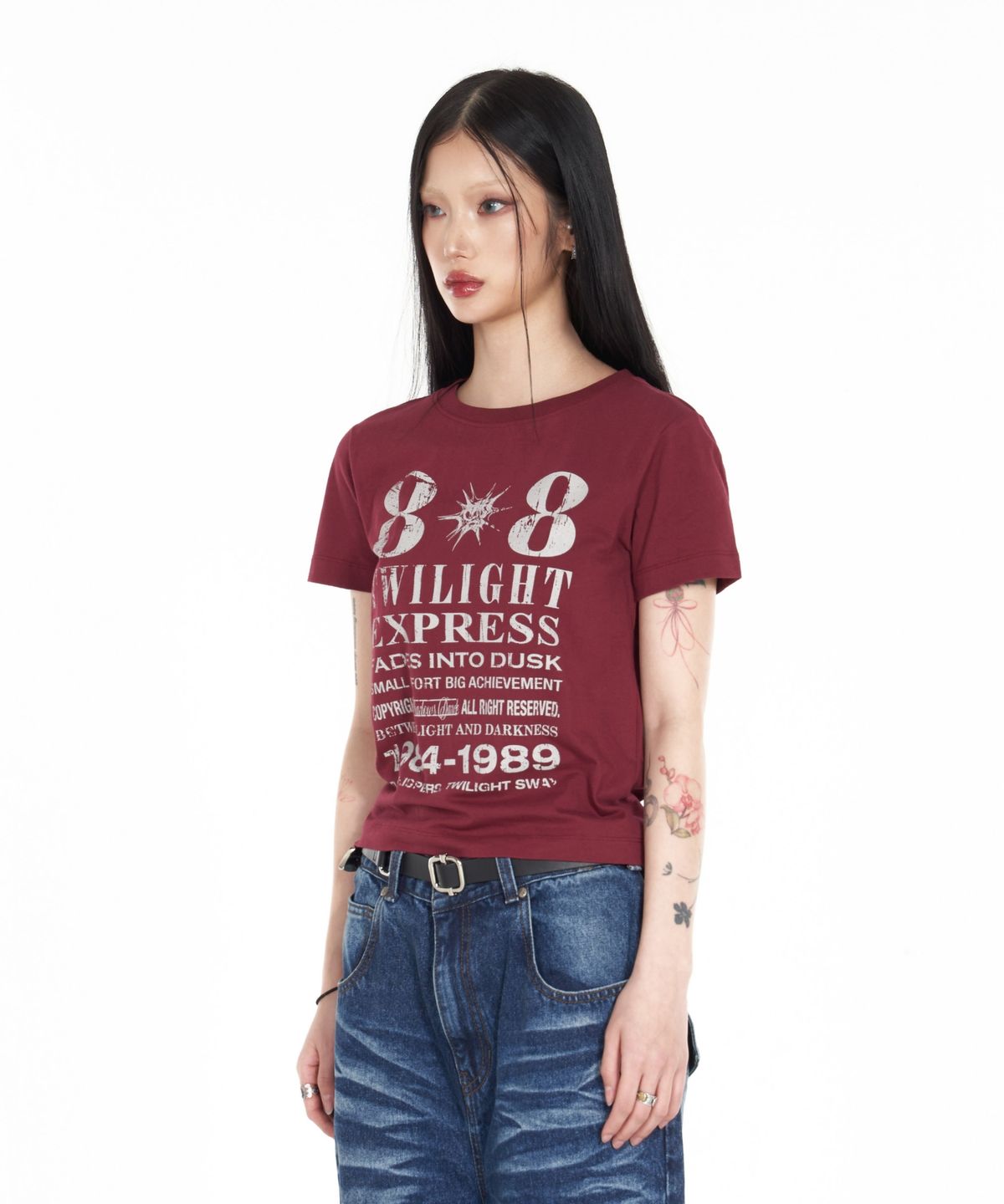 아이돈워너셀(IDWS) [W]Novichi T-Shirt Burgundy