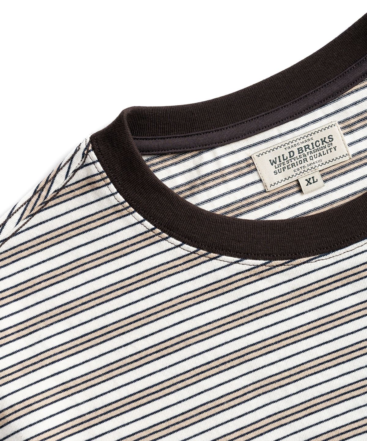 와일드 브릭스(WILD BRICKS) W25 STRIPED POCKET TEE (brown)