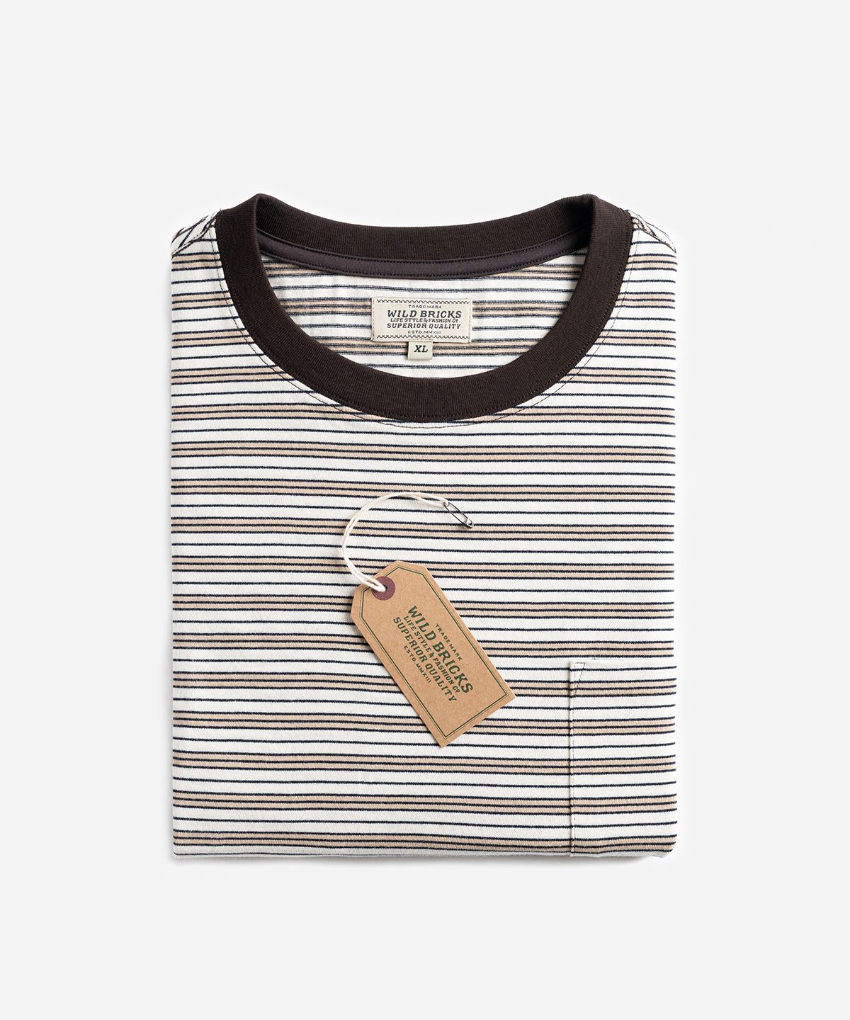 와일드 브릭스(WILD BRICKS) W25 STRIPED POCKET TEE (brown)