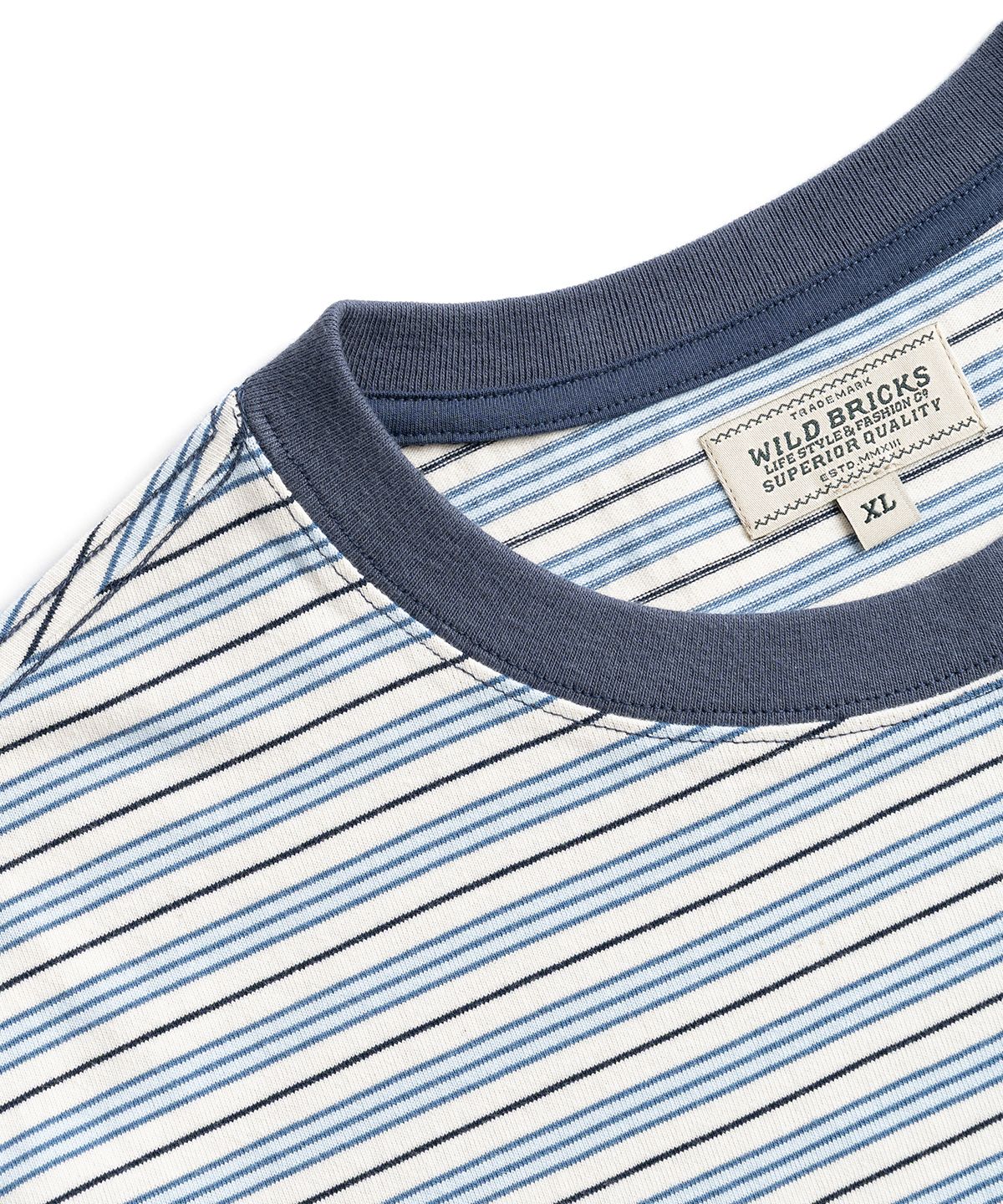 와일드 브릭스(WILD BRICKS) W25 STRIPED POCKET TEE (blue)