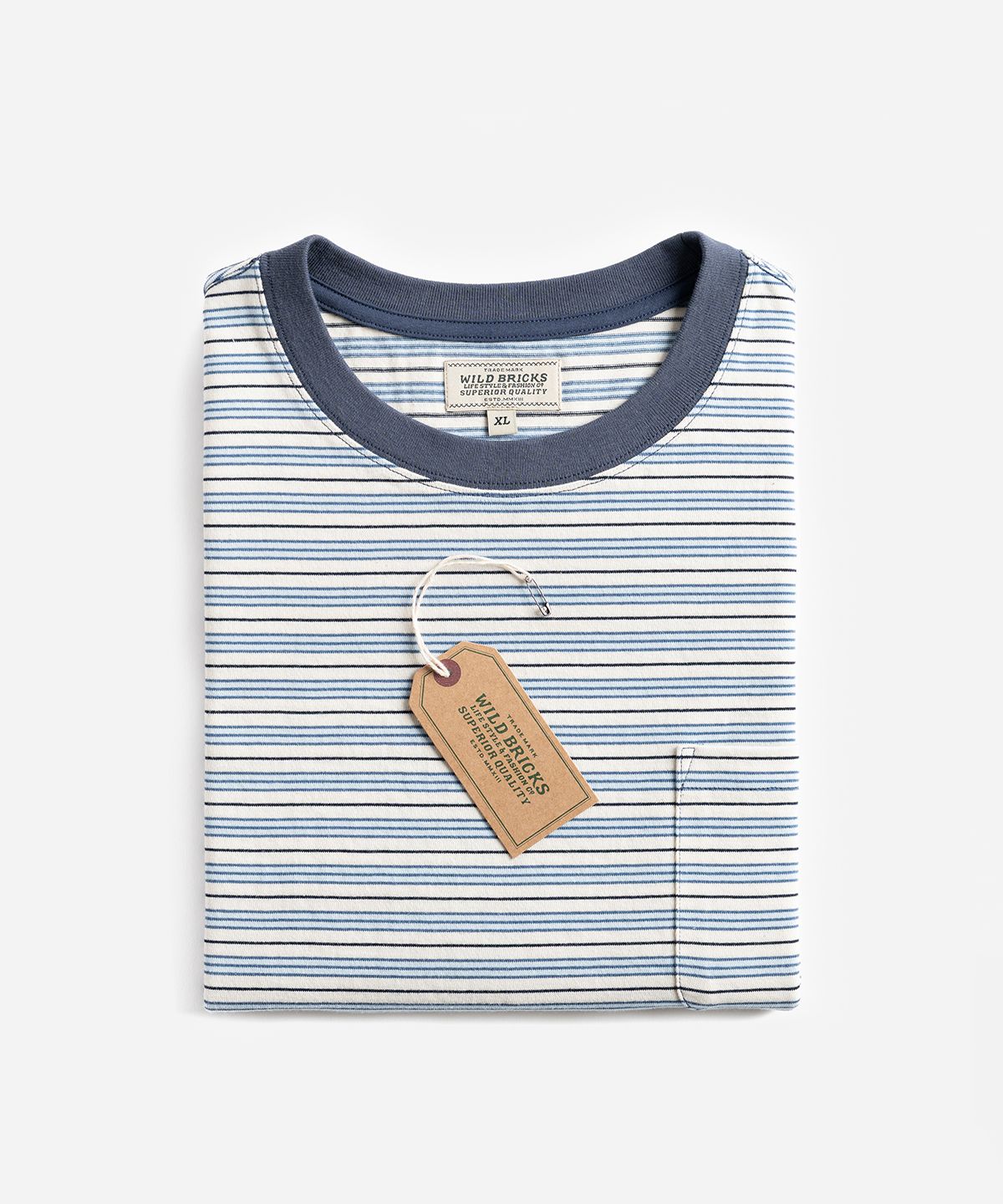 와일드 브릭스(WILD BRICKS) W25 STRIPED POCKET TEE (navy)