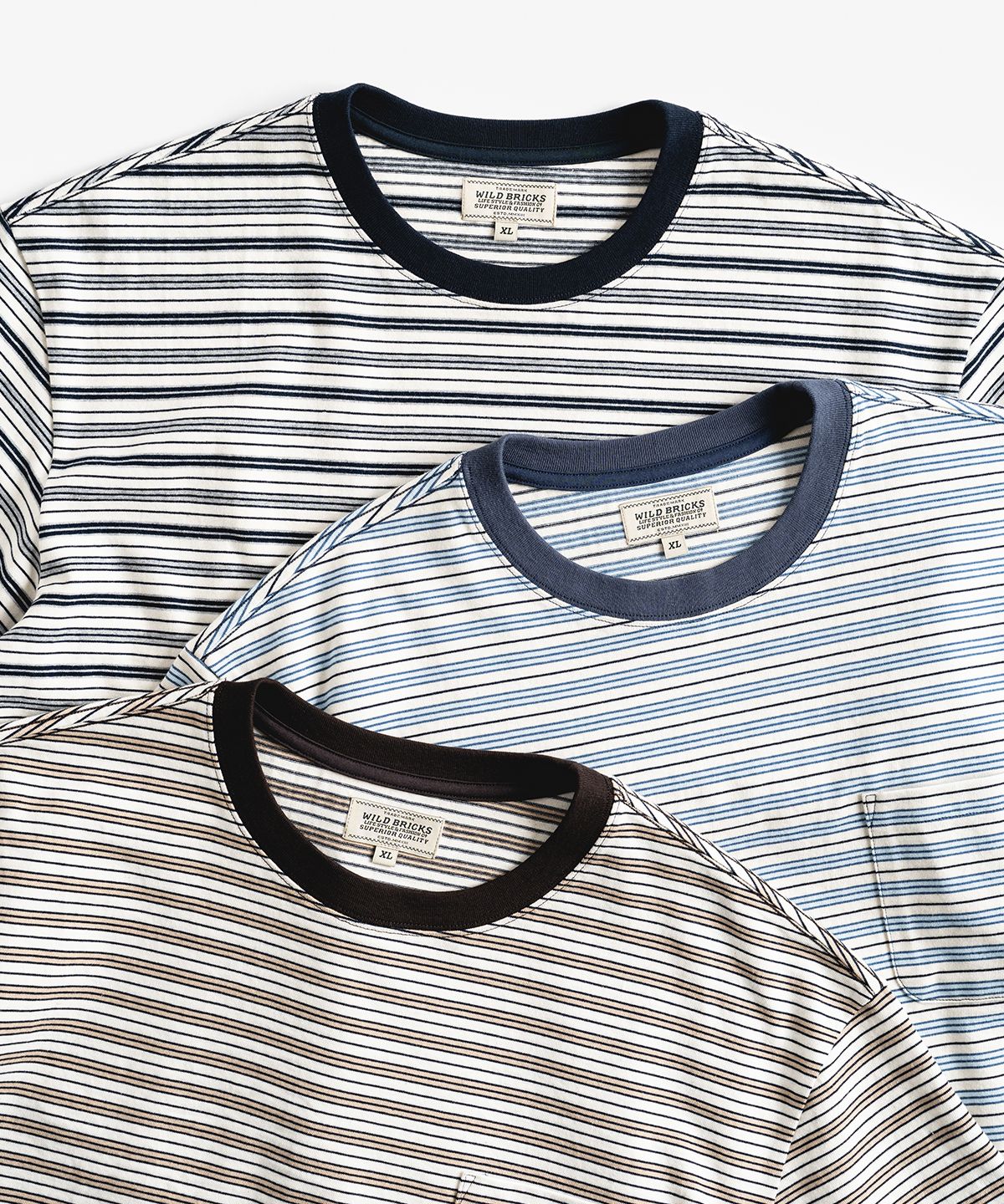 와일드 브릭스(WILD BRICKS) W25 STRIPED POCKET TEE (navy)