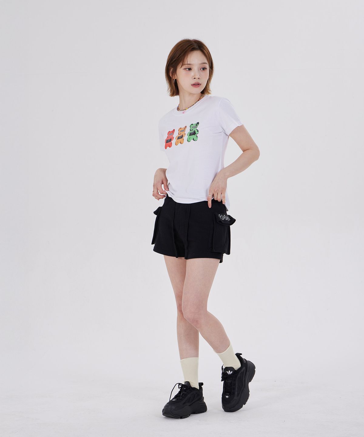 디스펑트(DYSFUNCT) CRIMINALS BEAR SLIM FIT T-SHIRT(WHITE)