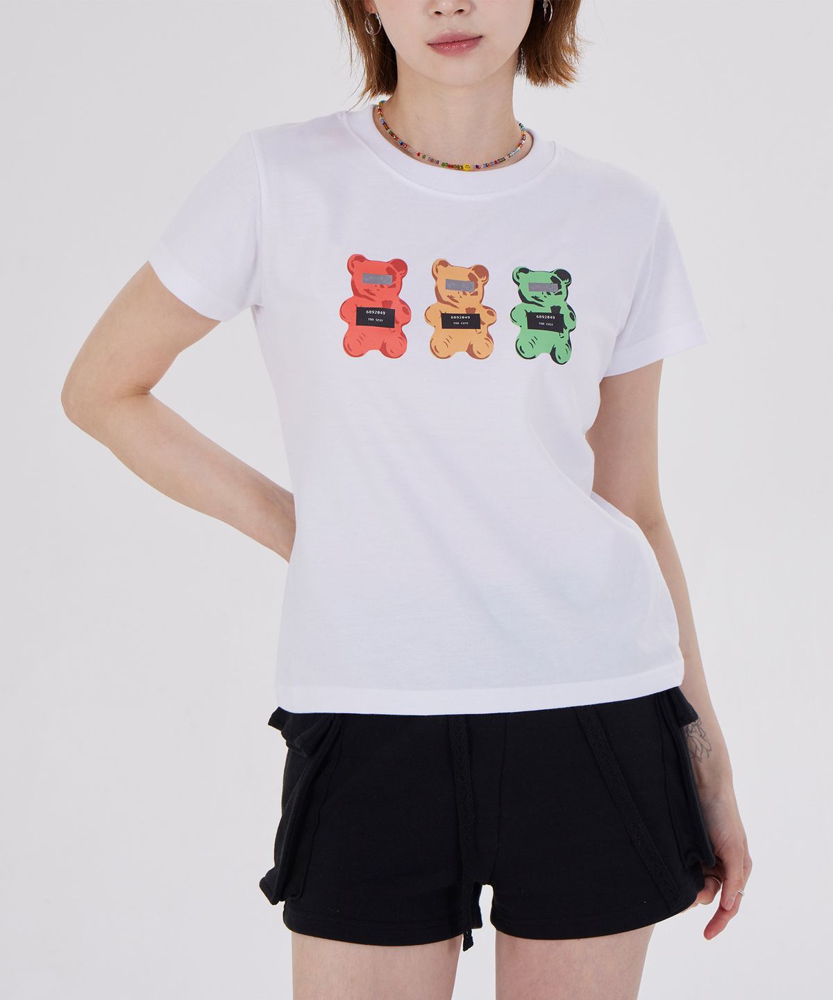 디스펑트(DYSFUNCT) CRIMINALS BEAR SLIM FIT T-SHIRT(WHITE)