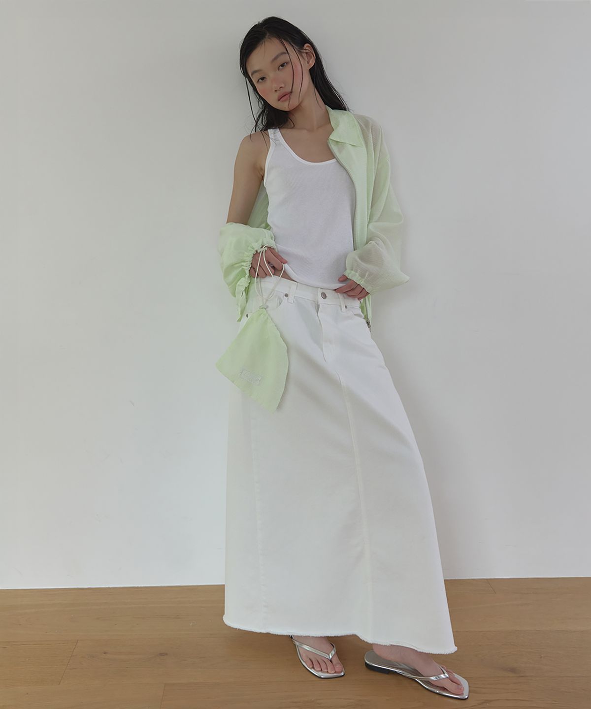 론크(LONQUE) SUMMER SHEER PACKABLE BLOUSON (LIME GREEN)
