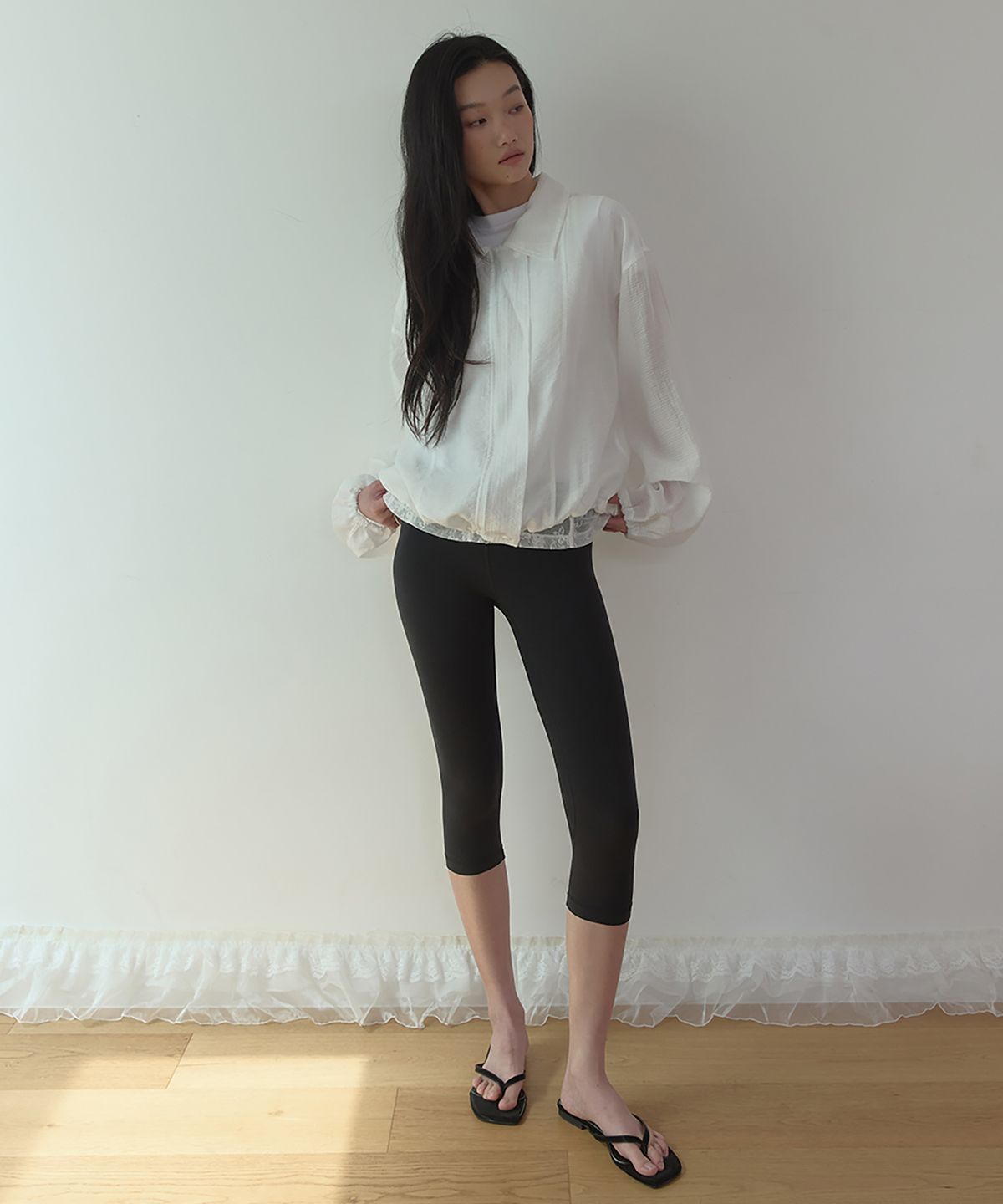 론크(LONQUE) SUMMER SHEER PACKABLE BLOUSON (WHITE)
