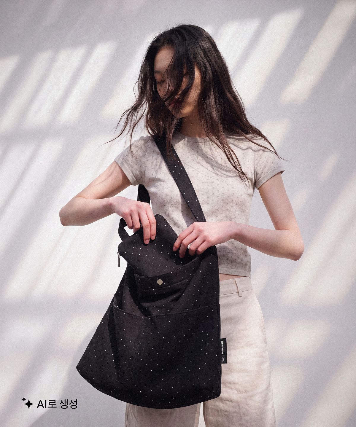 마스마룰즈(MASMARULEZ) [Pouch Set] Big rabbit cross eco bag_Twilight black