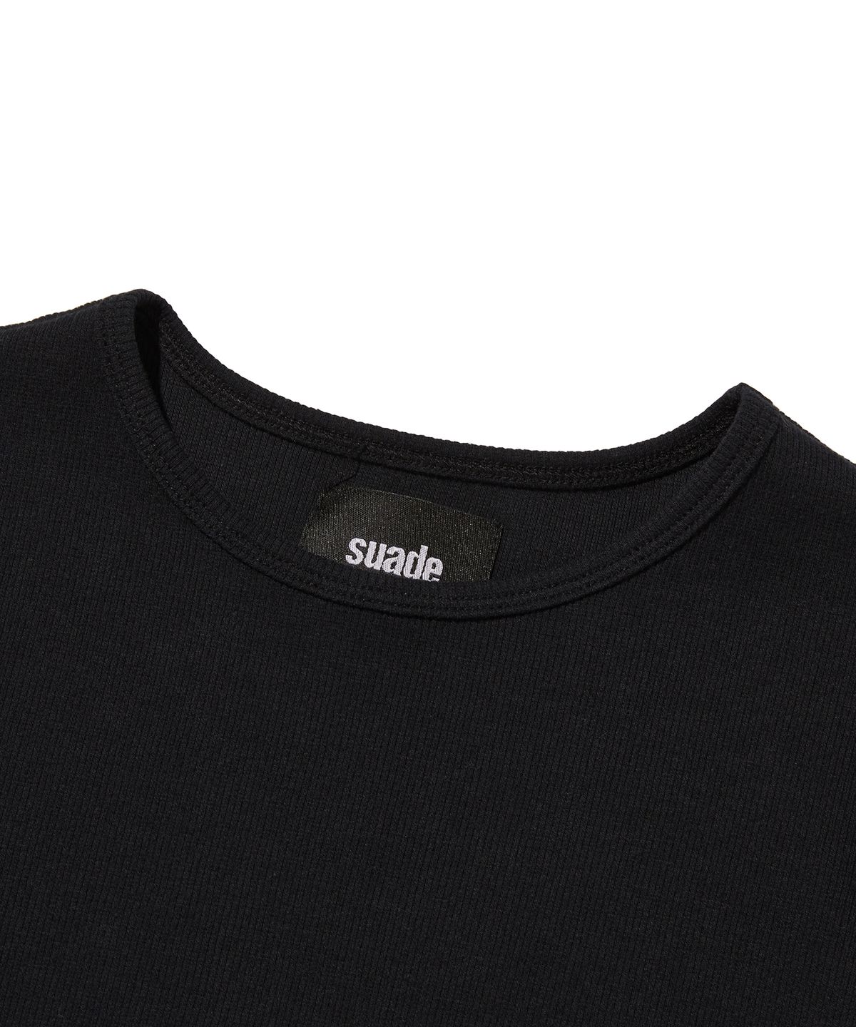 스웨이드(SUADE) RIBBED CROP TEE [BLACK]