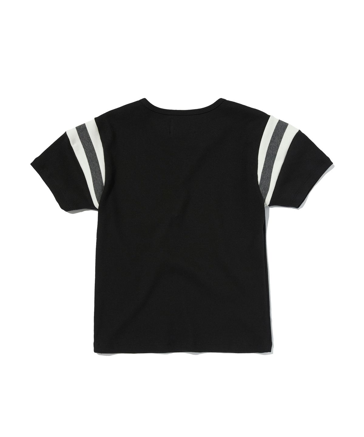 스웨이드(SUADE) STRIPED SHOULDER CROP TEE [BLACK]