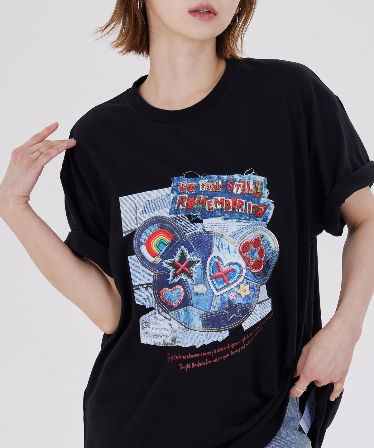 디스펑트(DYSFUNCT) DENIM BEARS REMEMBER T-SHIRT(BLACK)