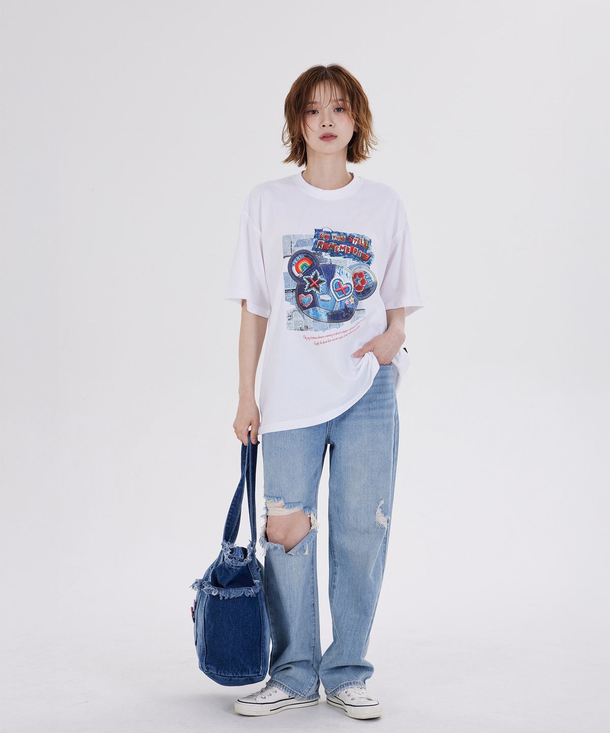 디스펑트(DYSFUNCT) DENIM BEARS REMEMBER T-SHIRT(WHITE)
