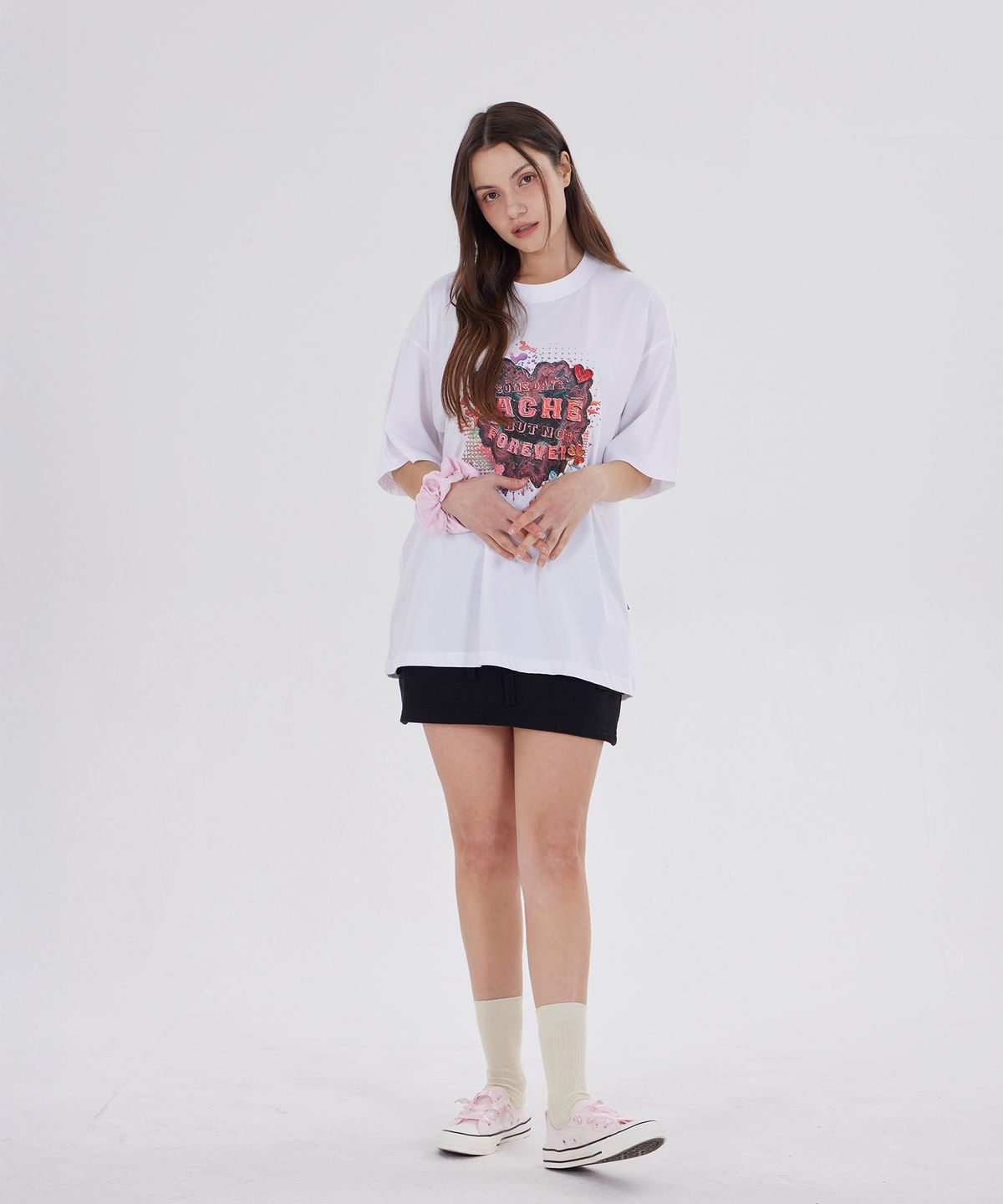디스펑트(DYSFUNCT) VINTAGE HEART PATCH T-SHIRT(WHITE)