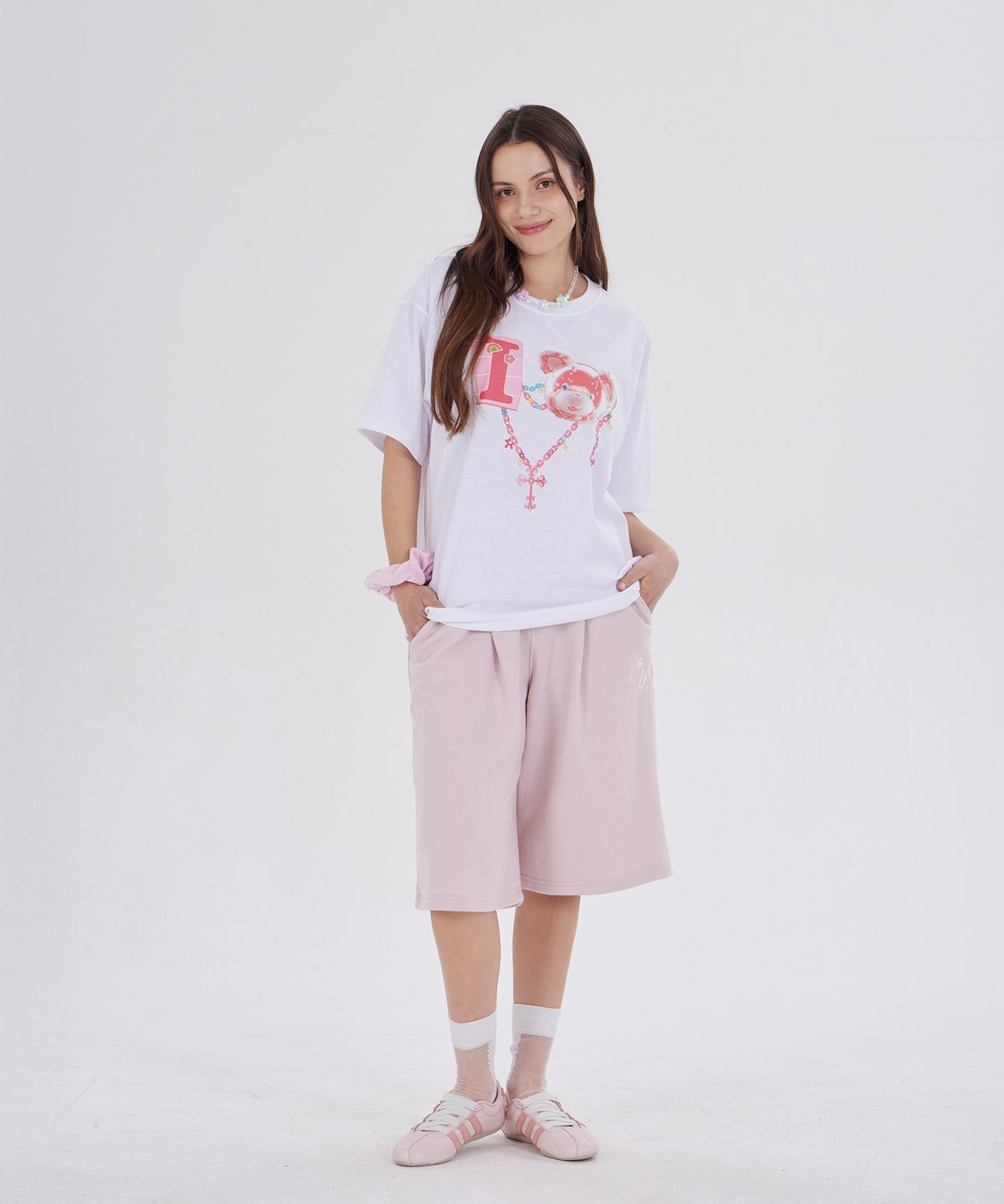 디스펑트(DYSFUNCT) I LOVE COTTON BEAR T-SHIRT(WHITE/PINK)