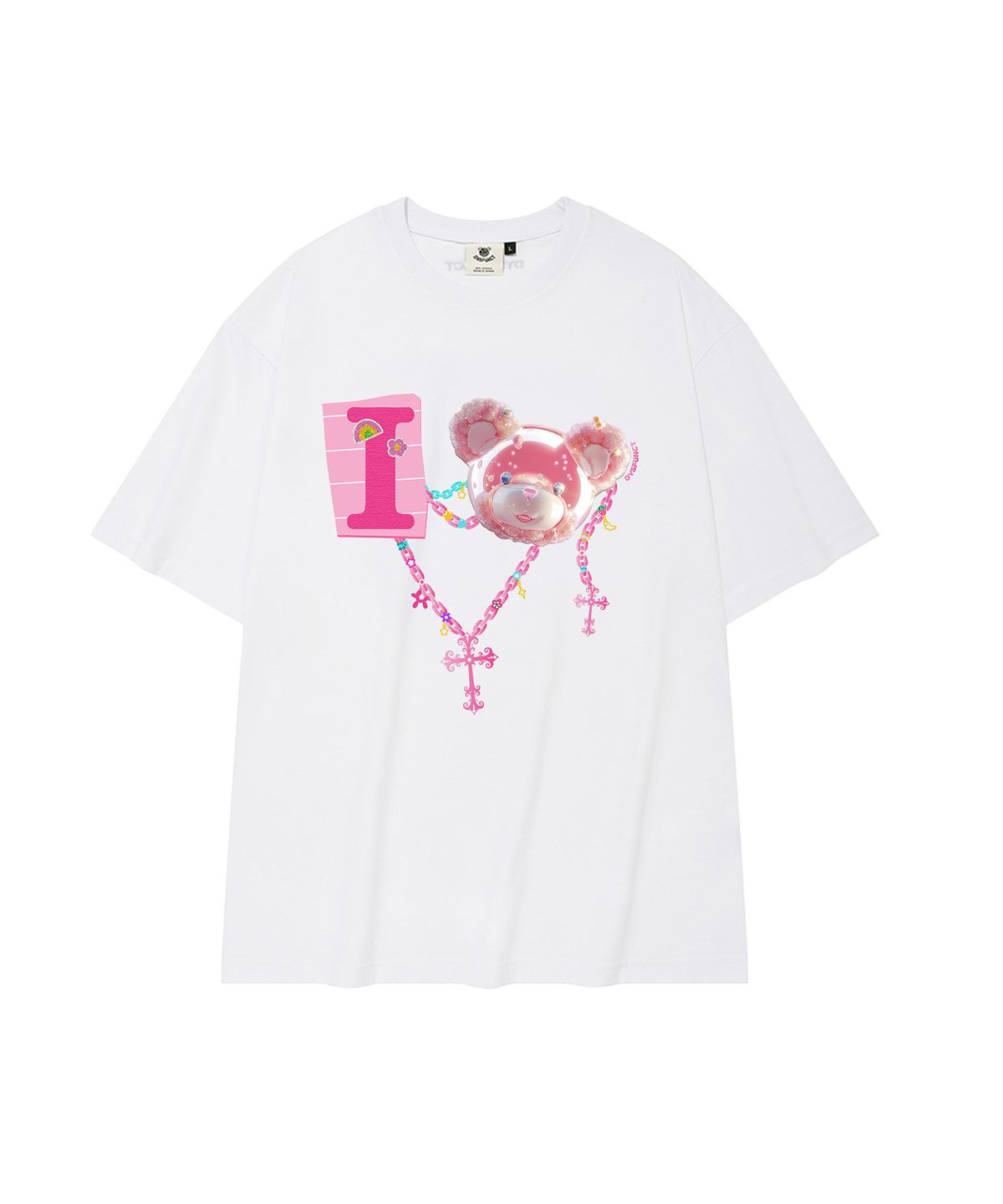디스펑트(DYSFUNCT) I LOVE COTTON BEAR T-SHIRT(WHITE/PINK)
