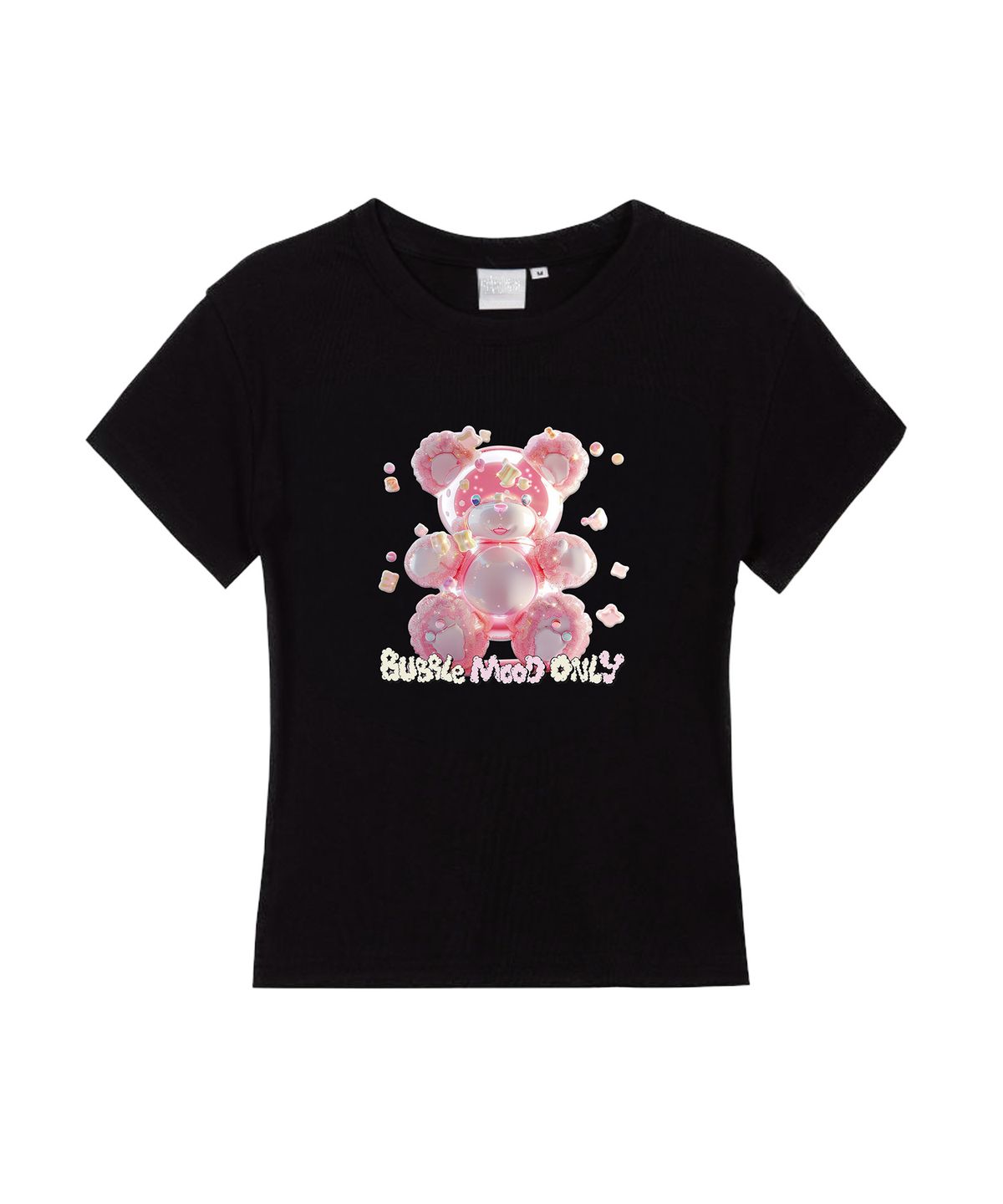 디스펑트(DYSFUNCT) COTTON CANDY BEAR SEMI CROP T-SHIRT(BLACK/PINK)
