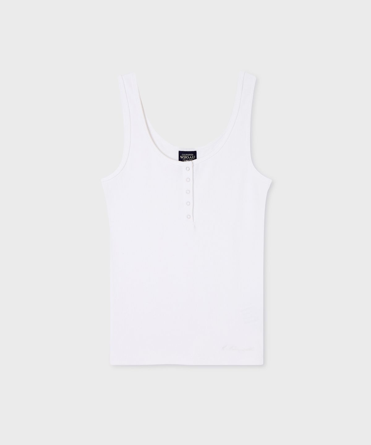 후아유(WHO.A.U) Ribbed Henley Sleeveless / WHRNG3792F