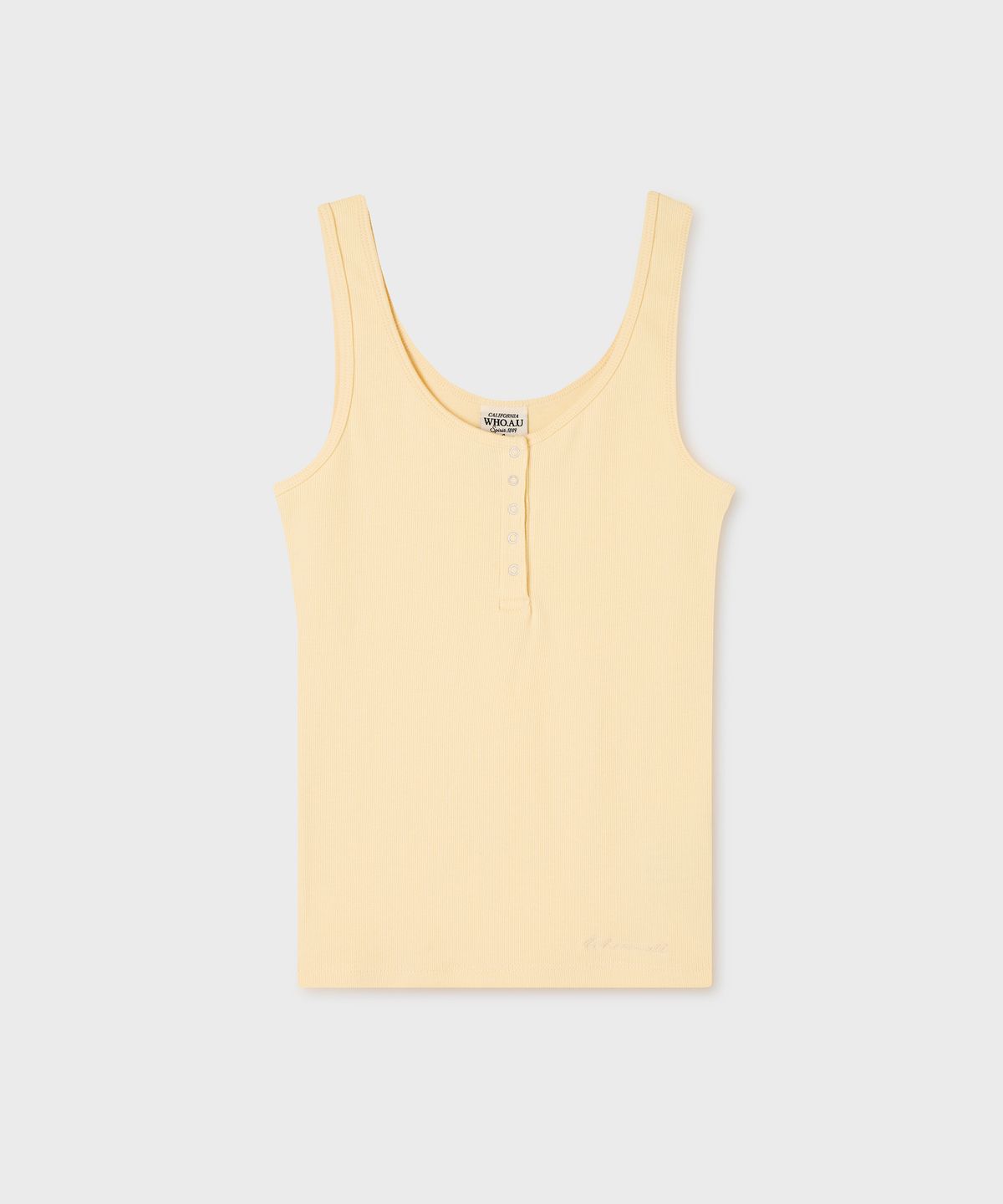 후아유(WHO.A.U) Ribbed Henley Sleeveless / WHRNG3792F