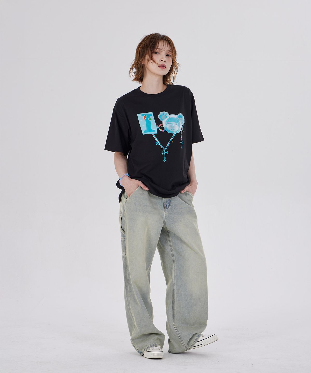 디스펑트(DYSFUNCT) I LOVE COTTON BEAR T-SHIRT(BLACK/BLUE)