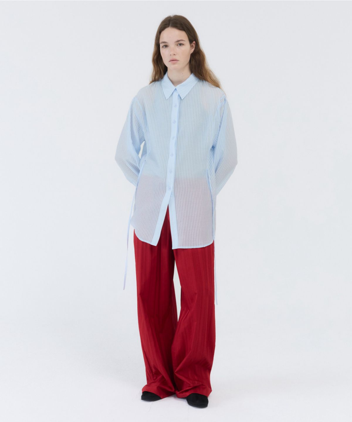 지비에이치 어패럴(GBH APPAREL) SHEER STRAP BLOUSE / LIGHT BLUE