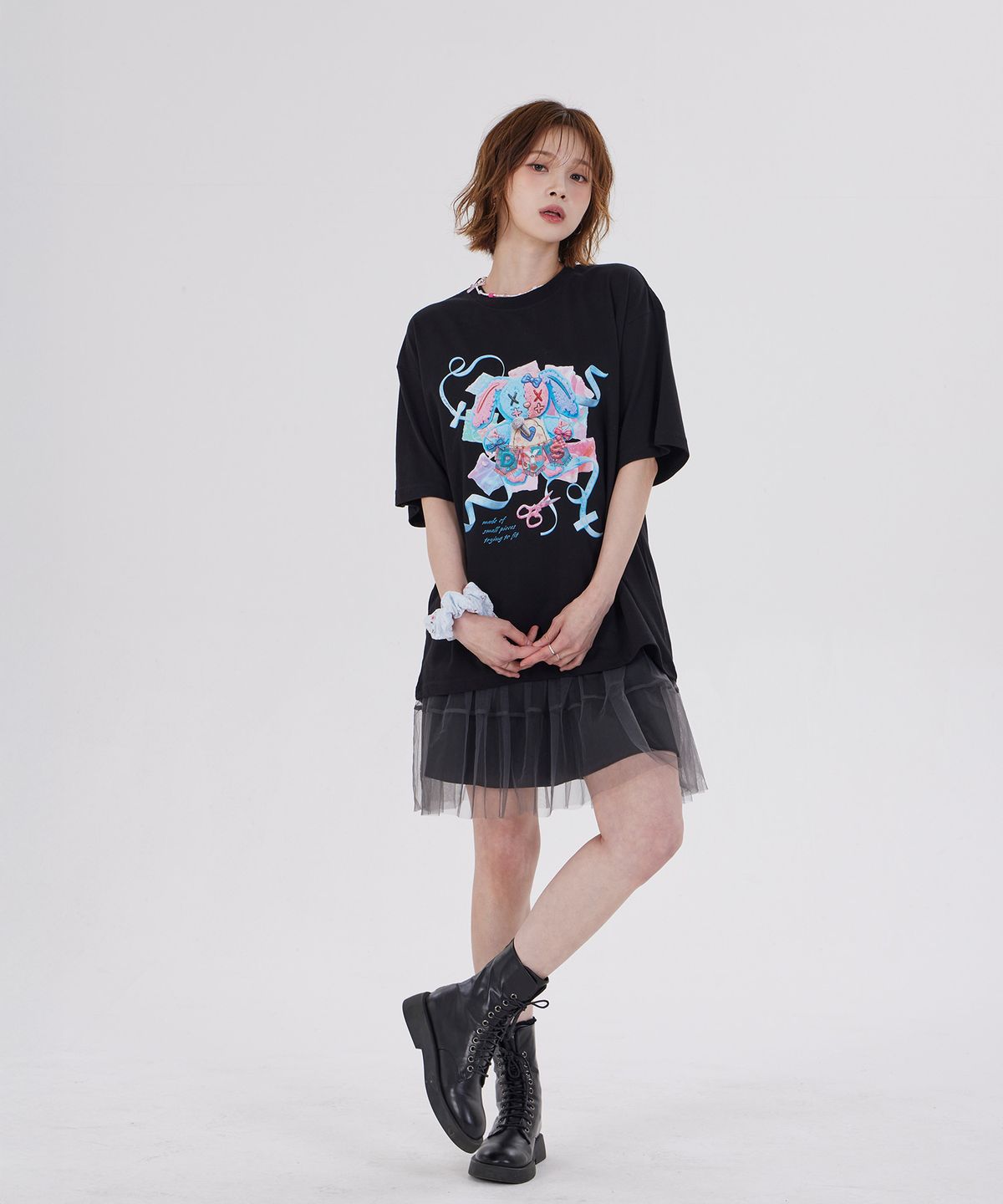 디스펑트(DYSFUNCT) DYS STUDDED RABBITS T-SHIRT(BLACK)