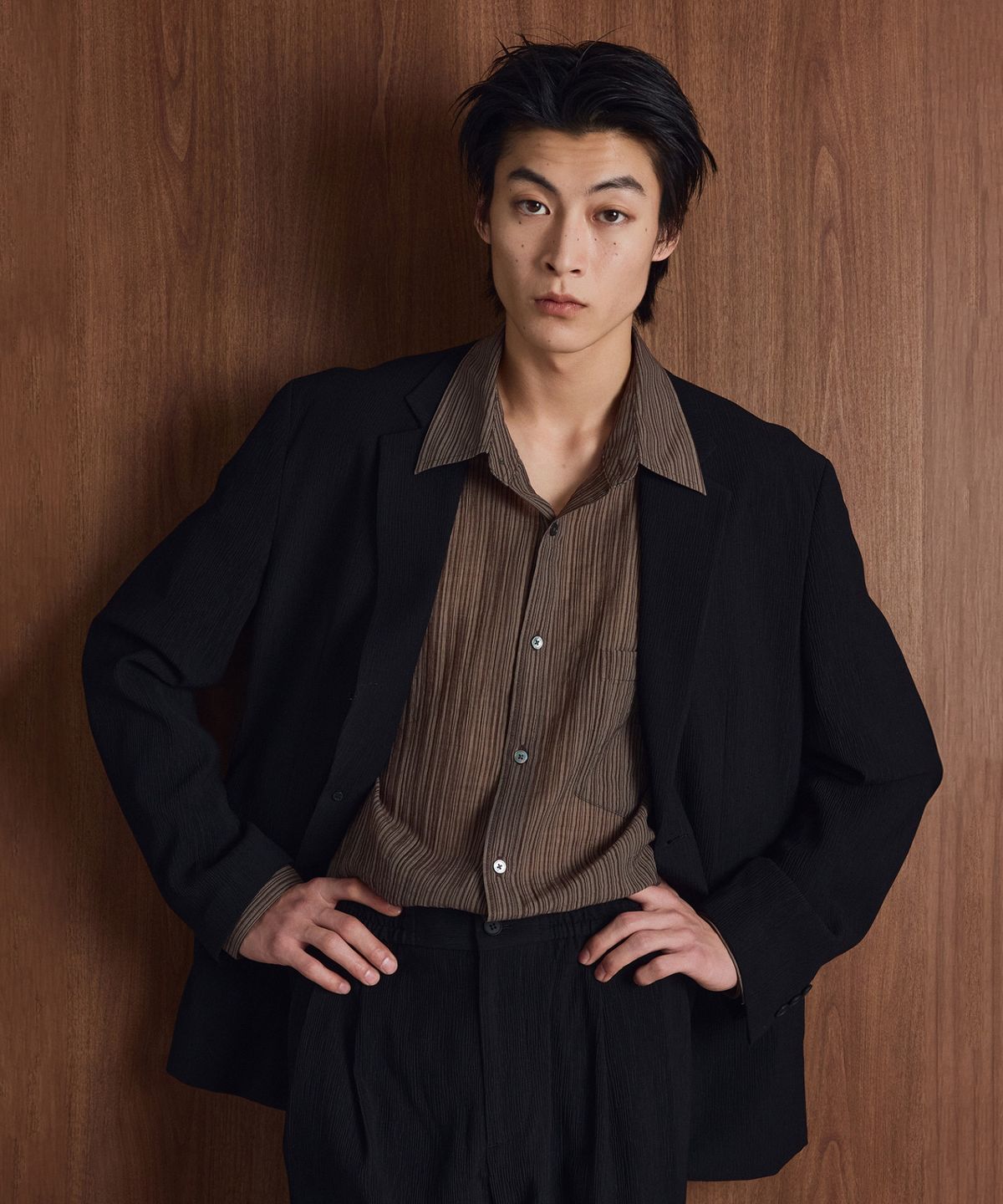 티엔지티(TNGT) [SET] Kinoshita Seersucker Jacket & Tapered Pants (Black) 0TPA6E206BK