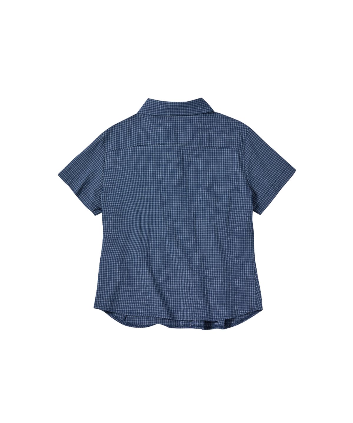 꼬모니노즈(COMONINOZ) W LINEN CHECK HALF SHIRTS [NAVY]