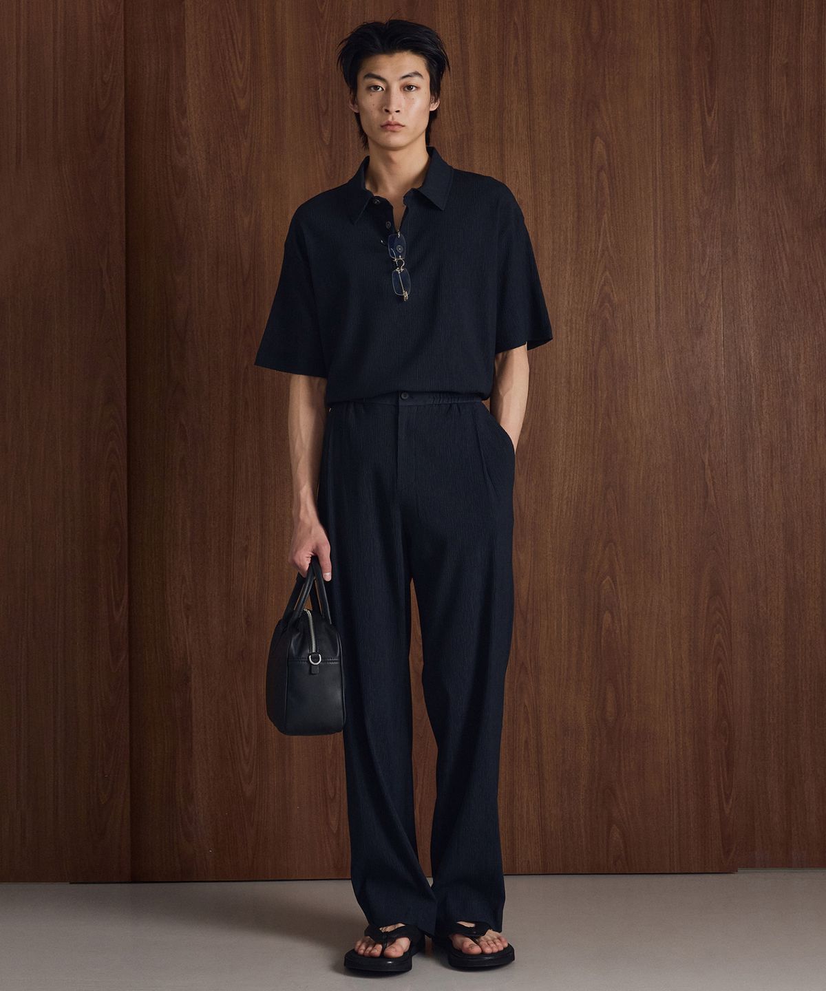티엔지티(TNGT) [SET] Kinoshita Seersucker Jacket & Semi-Wide Pants (Navy) 0TPA6E205N2