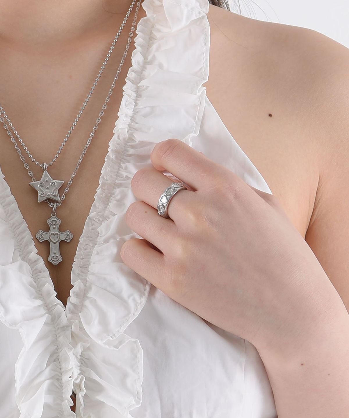 러브트릭스(LOVETRIX) Bold Heart Lace Open Ring