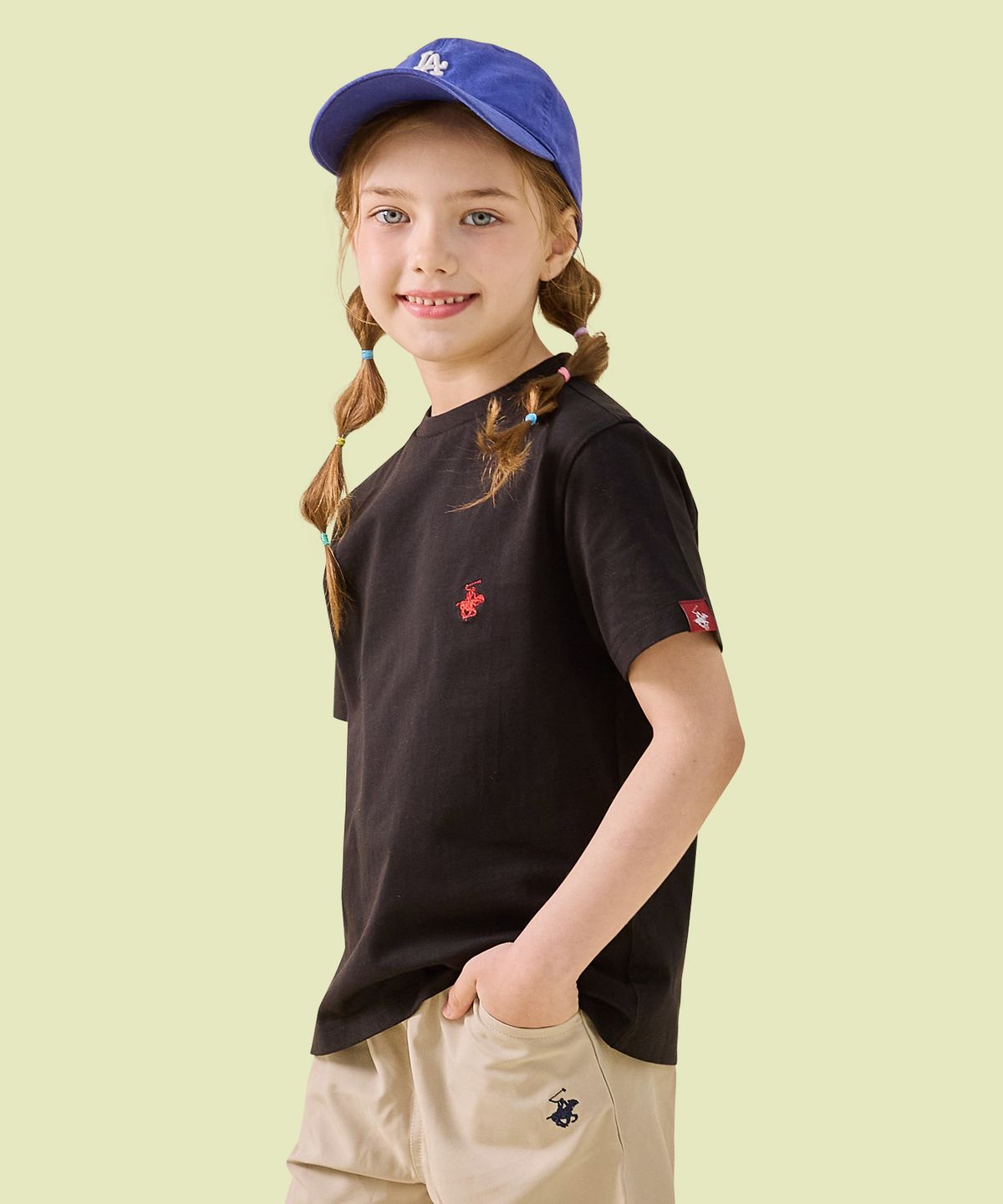 비버리힐즈 폴로클럽 키즈(BEVERLY HILLS POLO CLUB KIDS) 로고자수반팔티셔츠 [블랙]